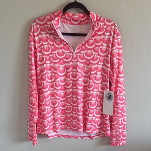 Gottex 1/4 zip NWT in coralish pink.  Seashell designs